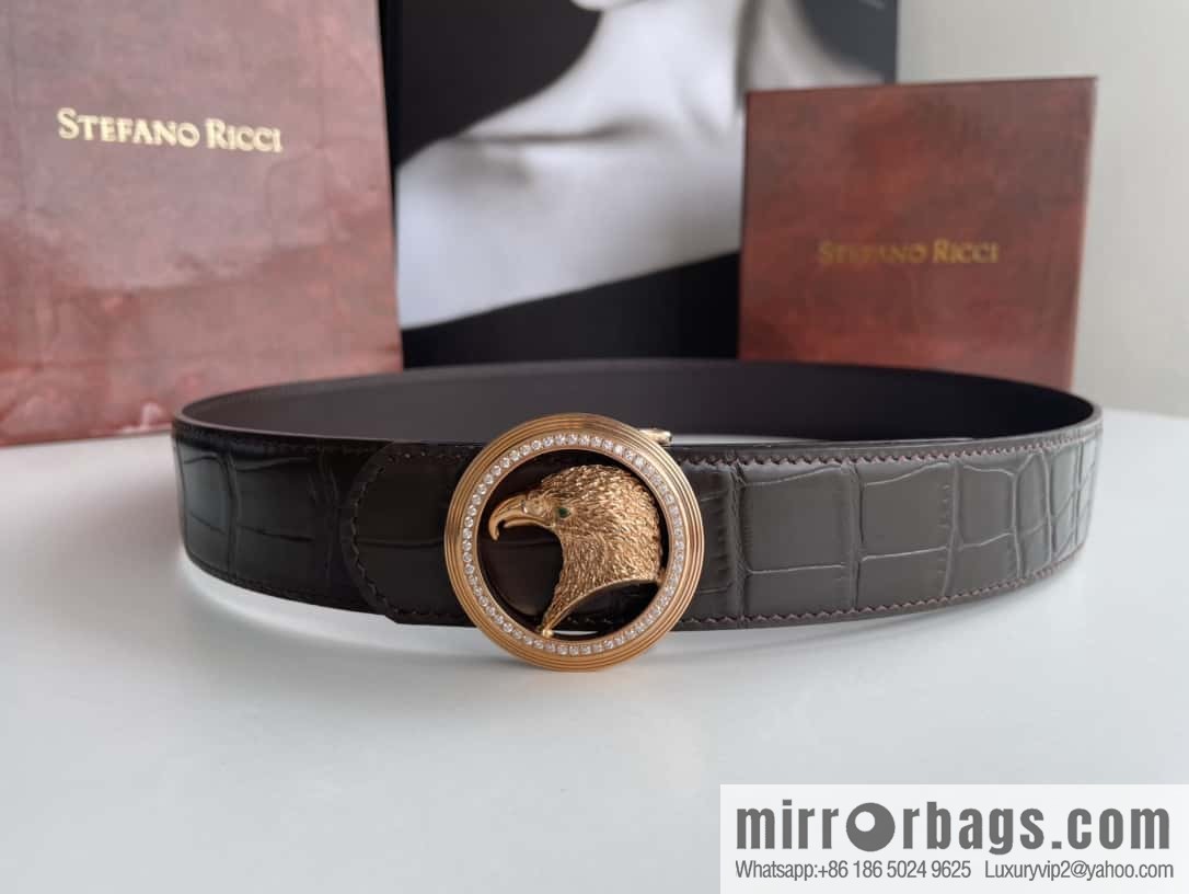 Stefano Ricci (Stefano Rau Neech) Stainless steel eagle head inlaid buckle men's belt width 3.8cm