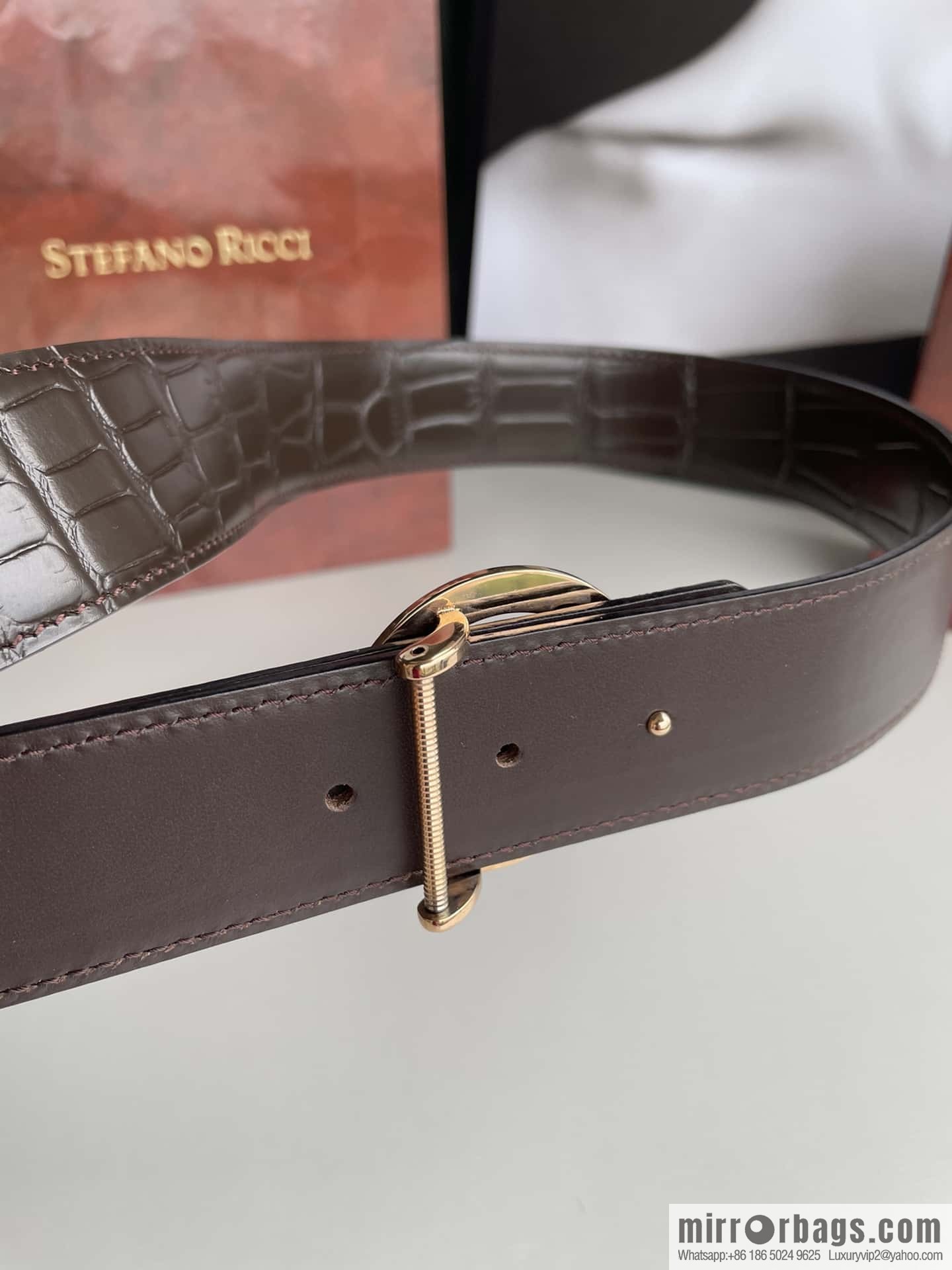 Stefano Ricci (Stefano Rau Neech) Stainless steel eagle head inlaid buckle men's belt width 3.8cm