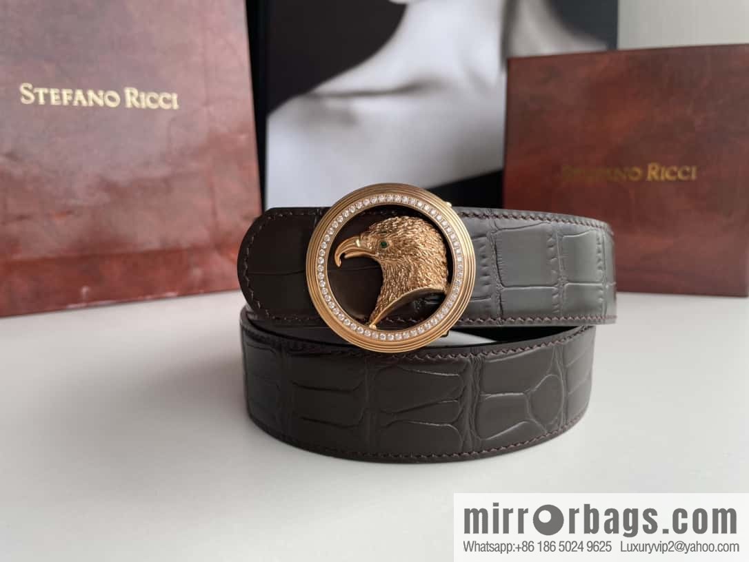 Stefano Ricci (Stefano Rau Neech) Stainless steel eagle head inlaid buckle men's belt width 3.8cm