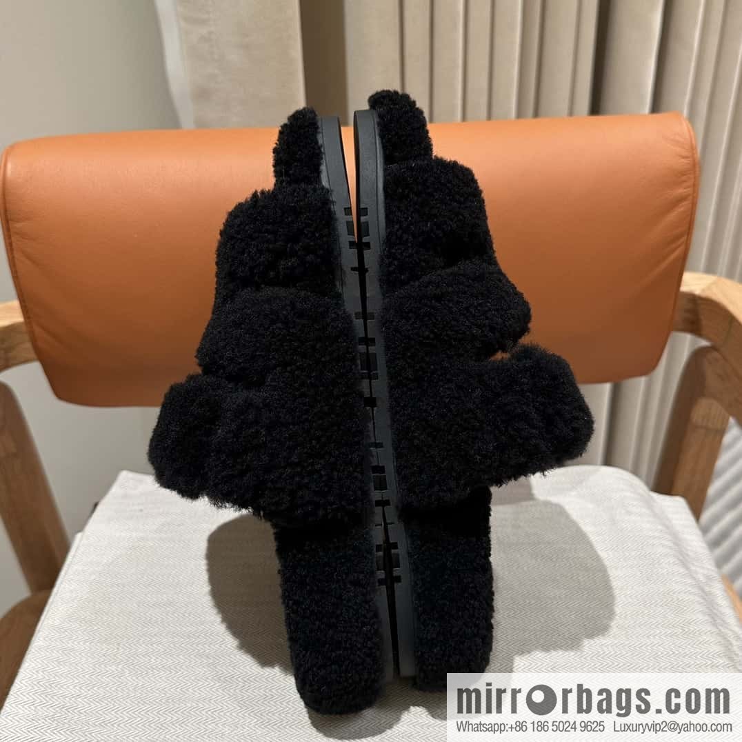 Hermès plush second uncle shoes Chypre sandals