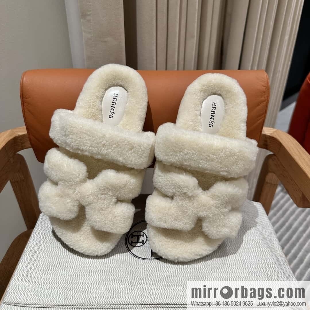 Hermès plush second uncle shoes Chypre sandals