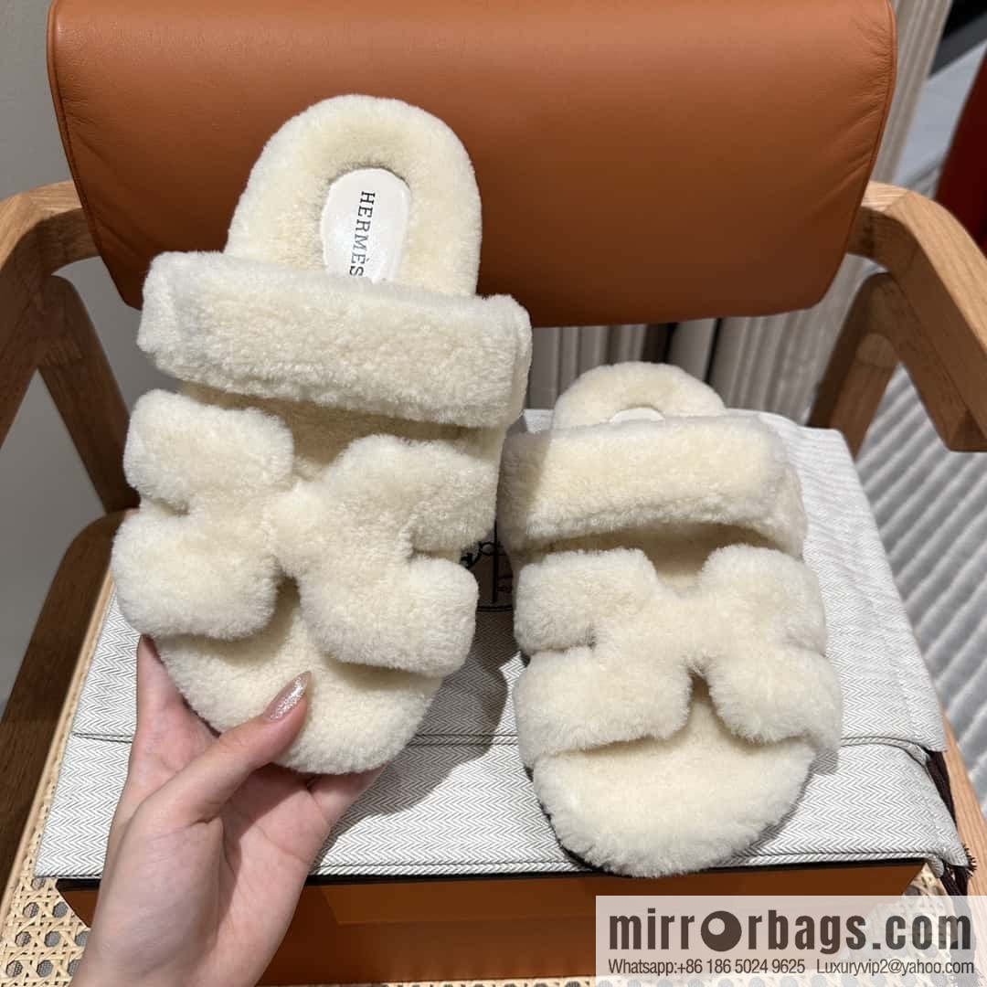Hermès plush second uncle shoes Chypre sandals