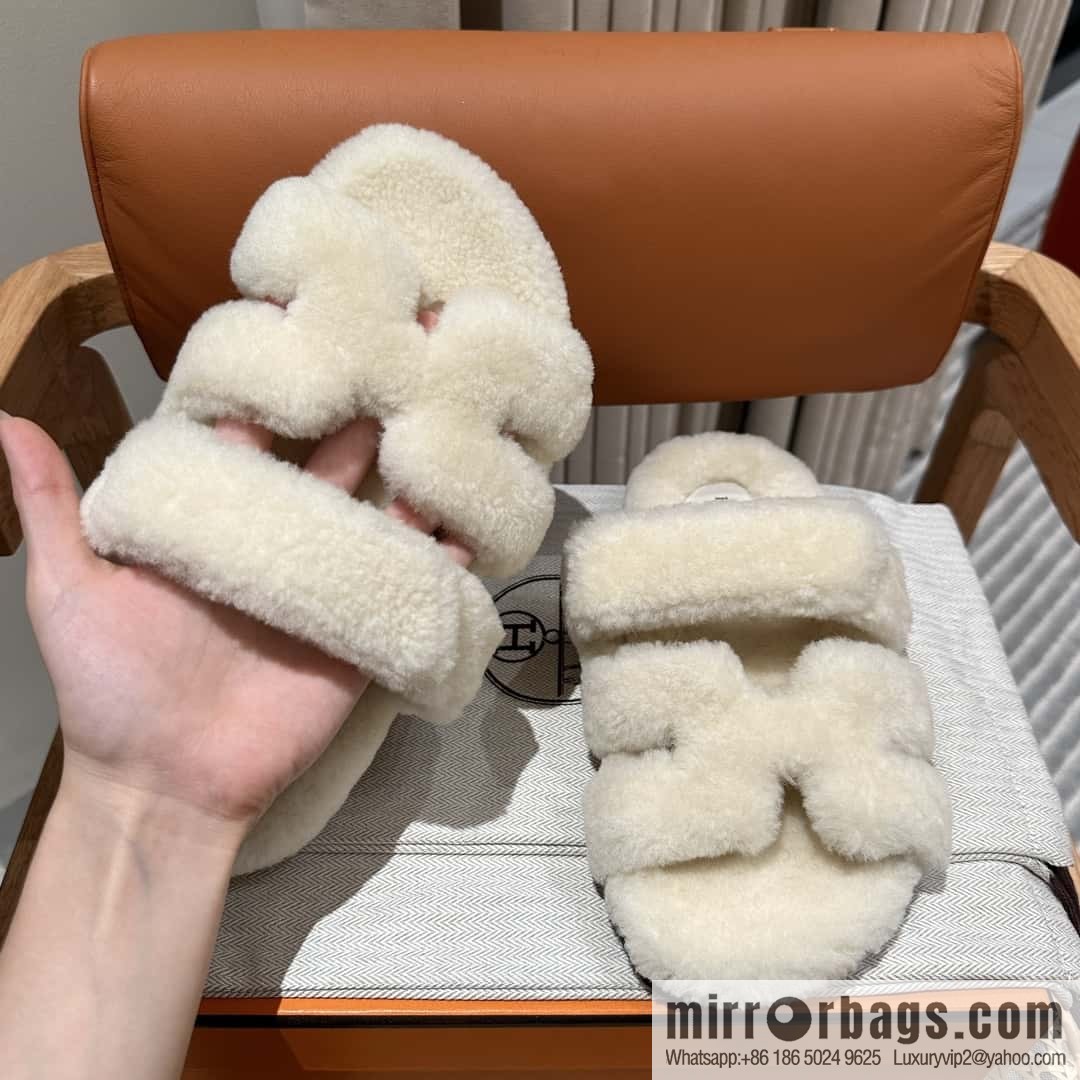 Hermès plush second uncle shoes Chypre sandals