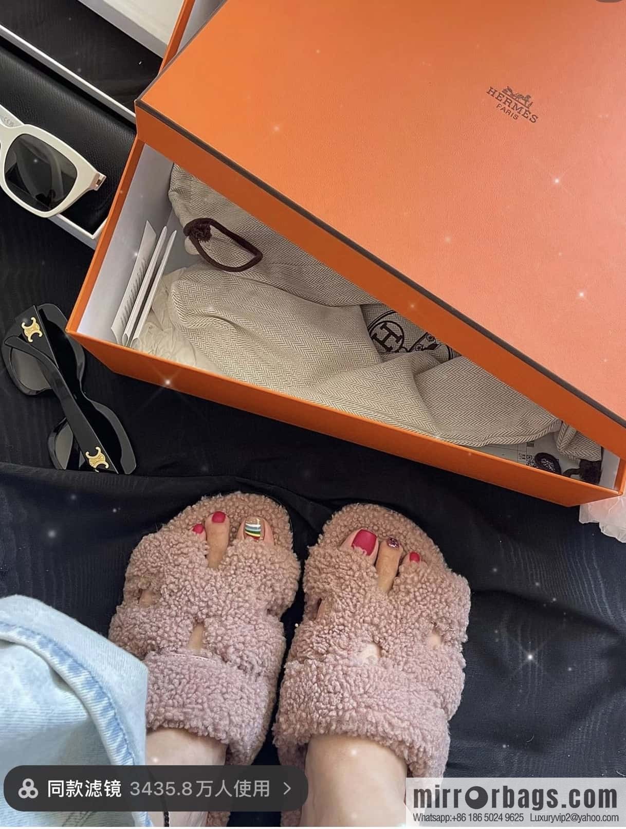 Hermès plush second uncle shoes Chypre sandals