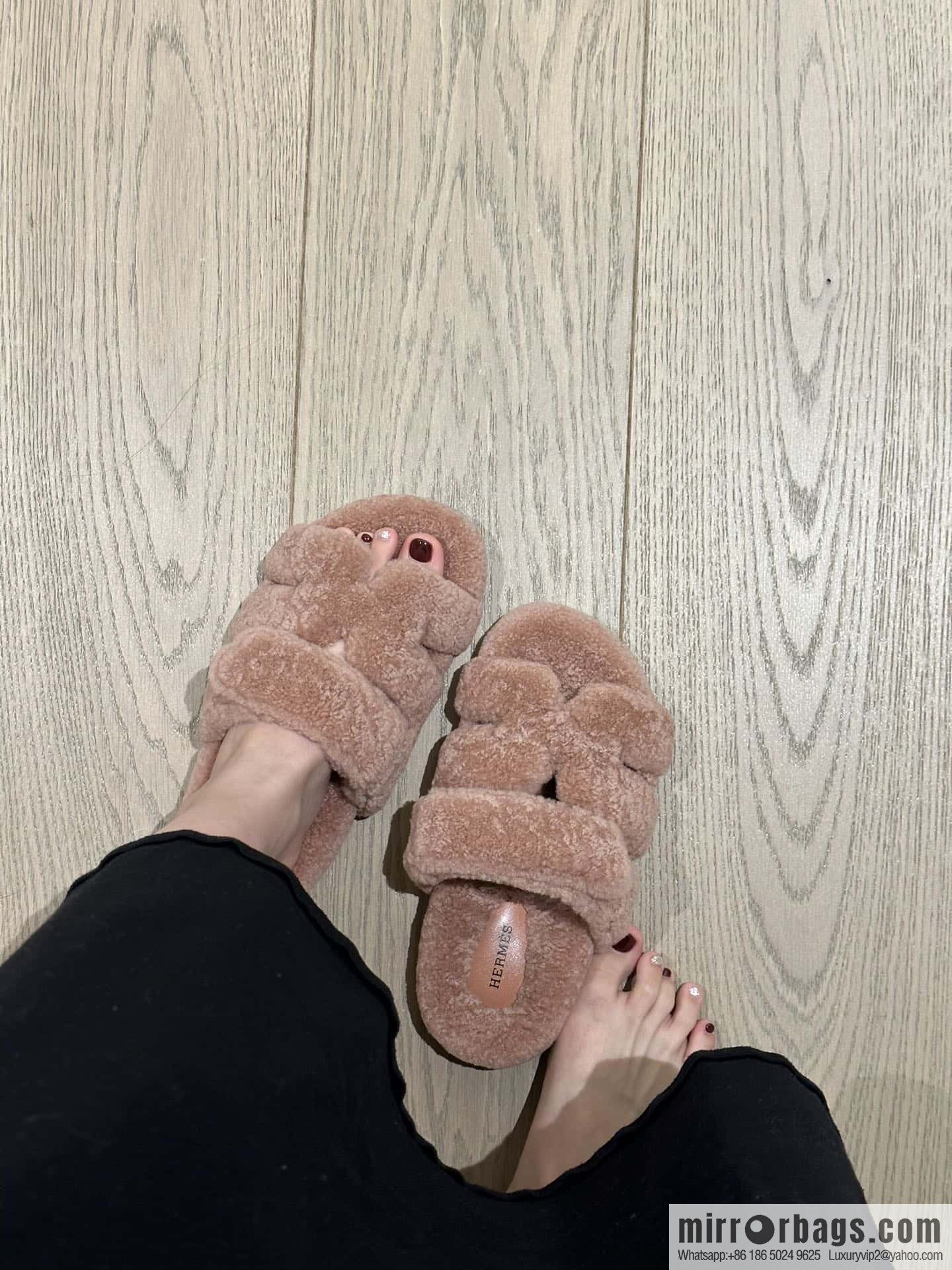 Hermès plush second uncle shoes Chypre sandals