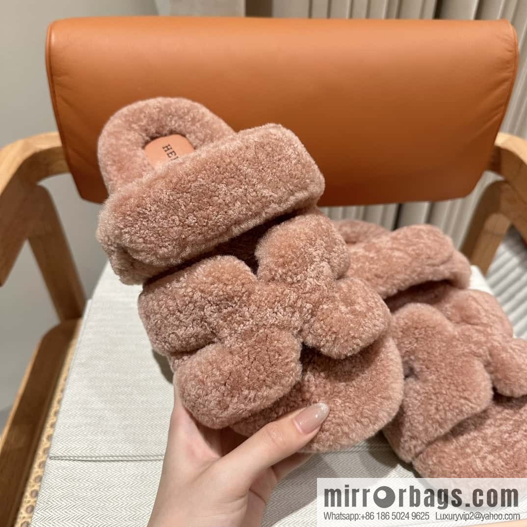 Hermès plush second uncle shoes Chypre sandals