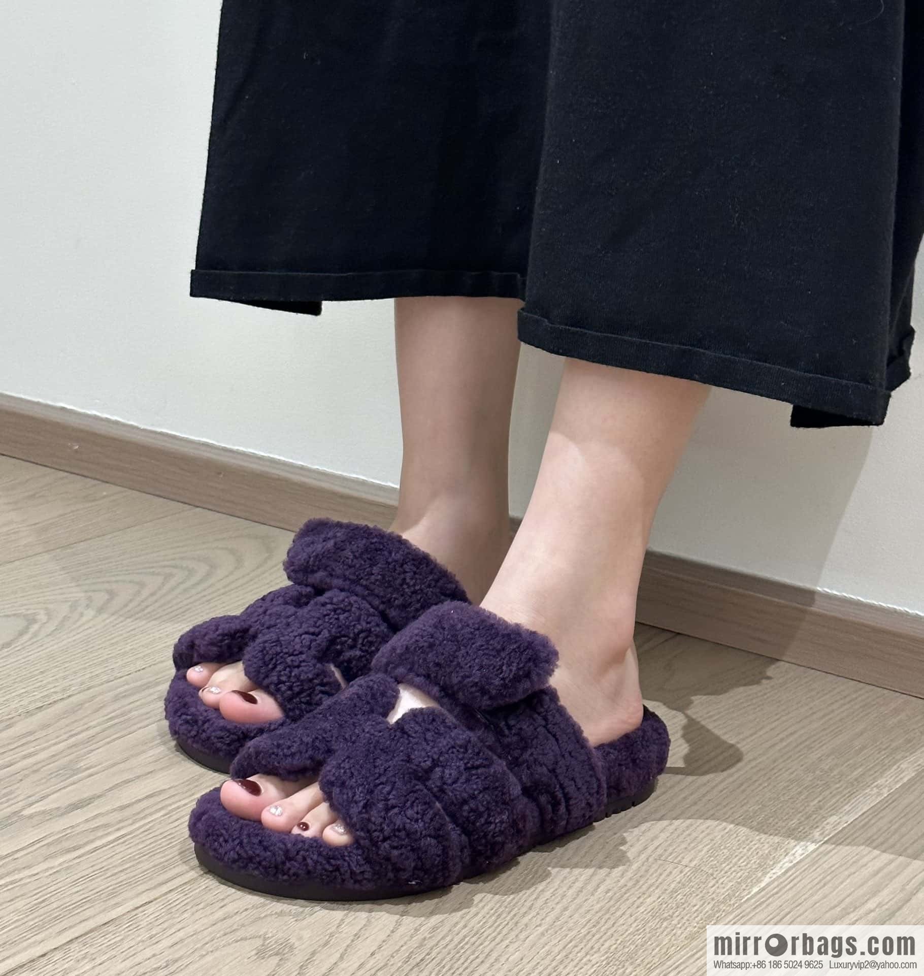 Hermès plush second uncle shoes Chypre sandals