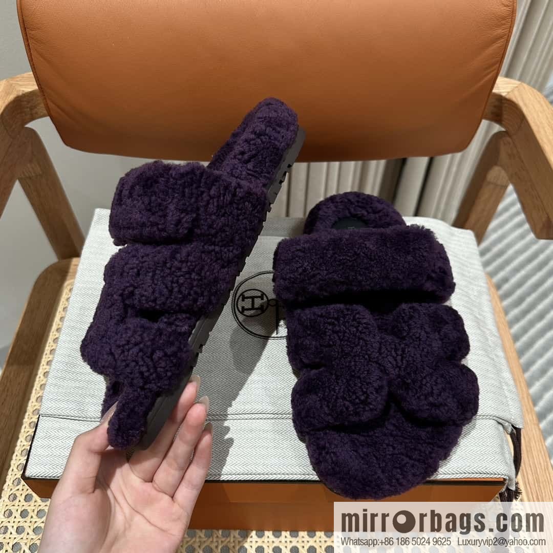 Hermès plush second uncle shoes Chypre sandals