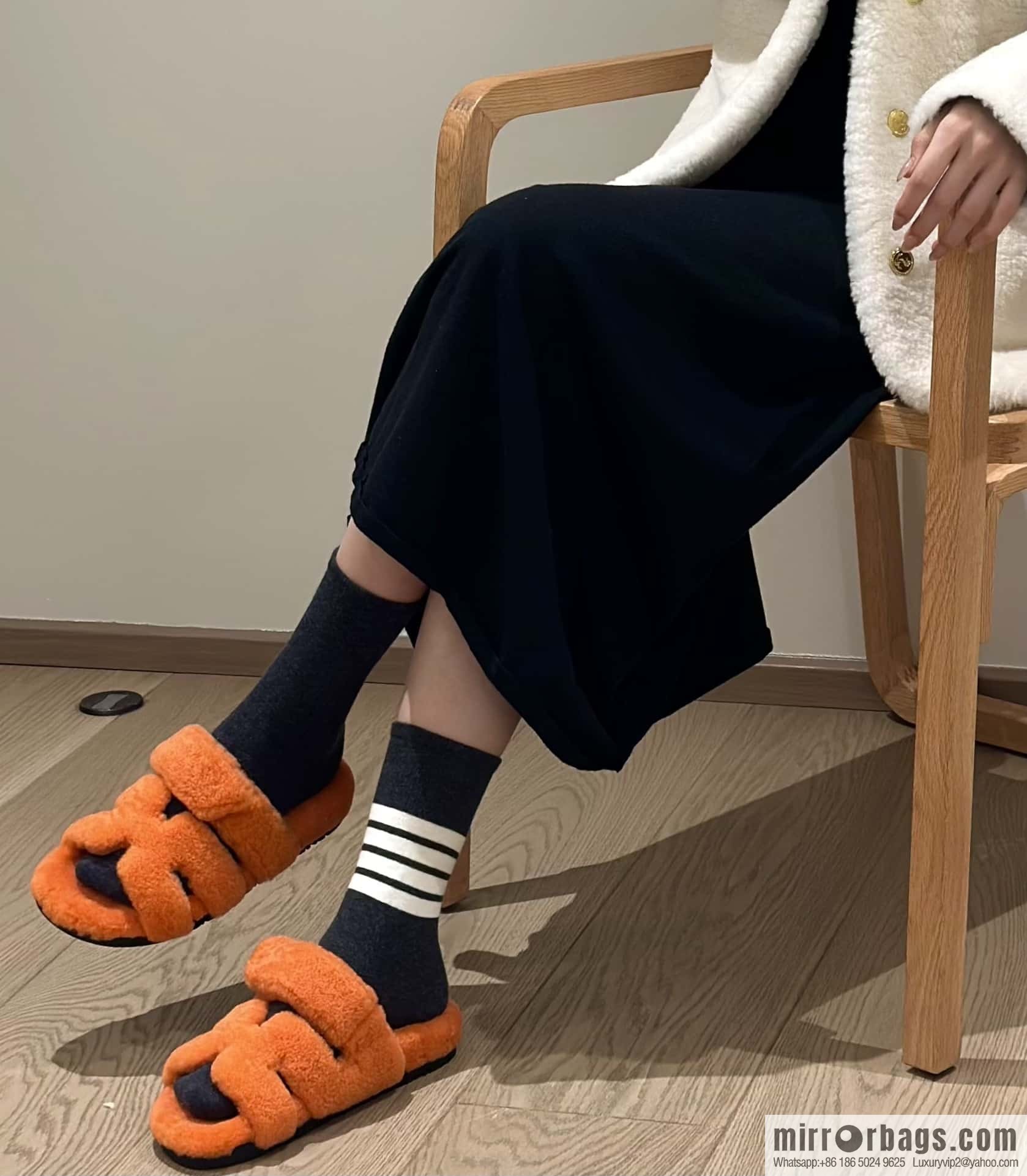 Hermès plush shoes Chypre sandals, orange