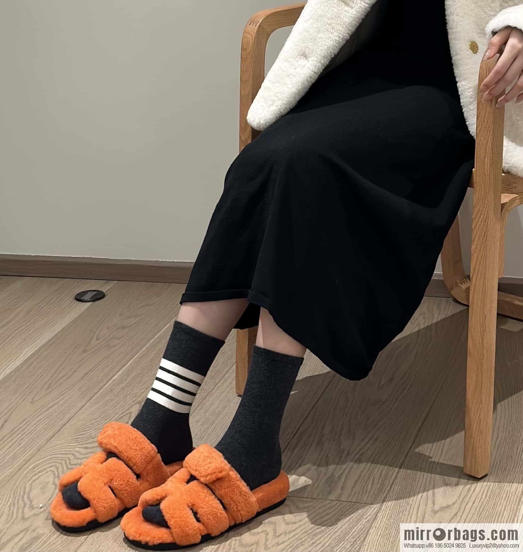 Hermès plush shoes Chypre sandals, orange