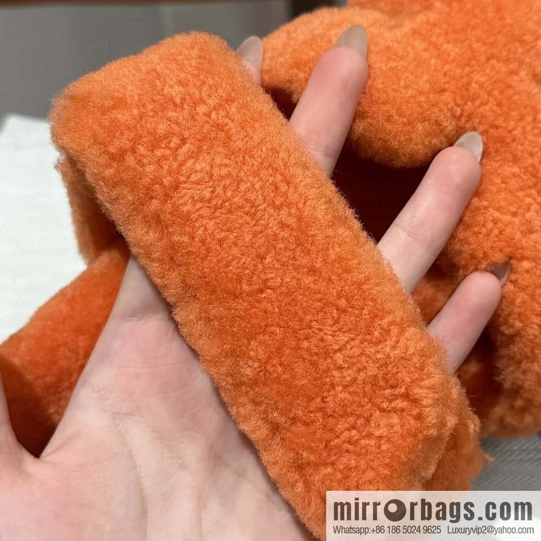 Hermès plush shoes Chypre sandals, orange