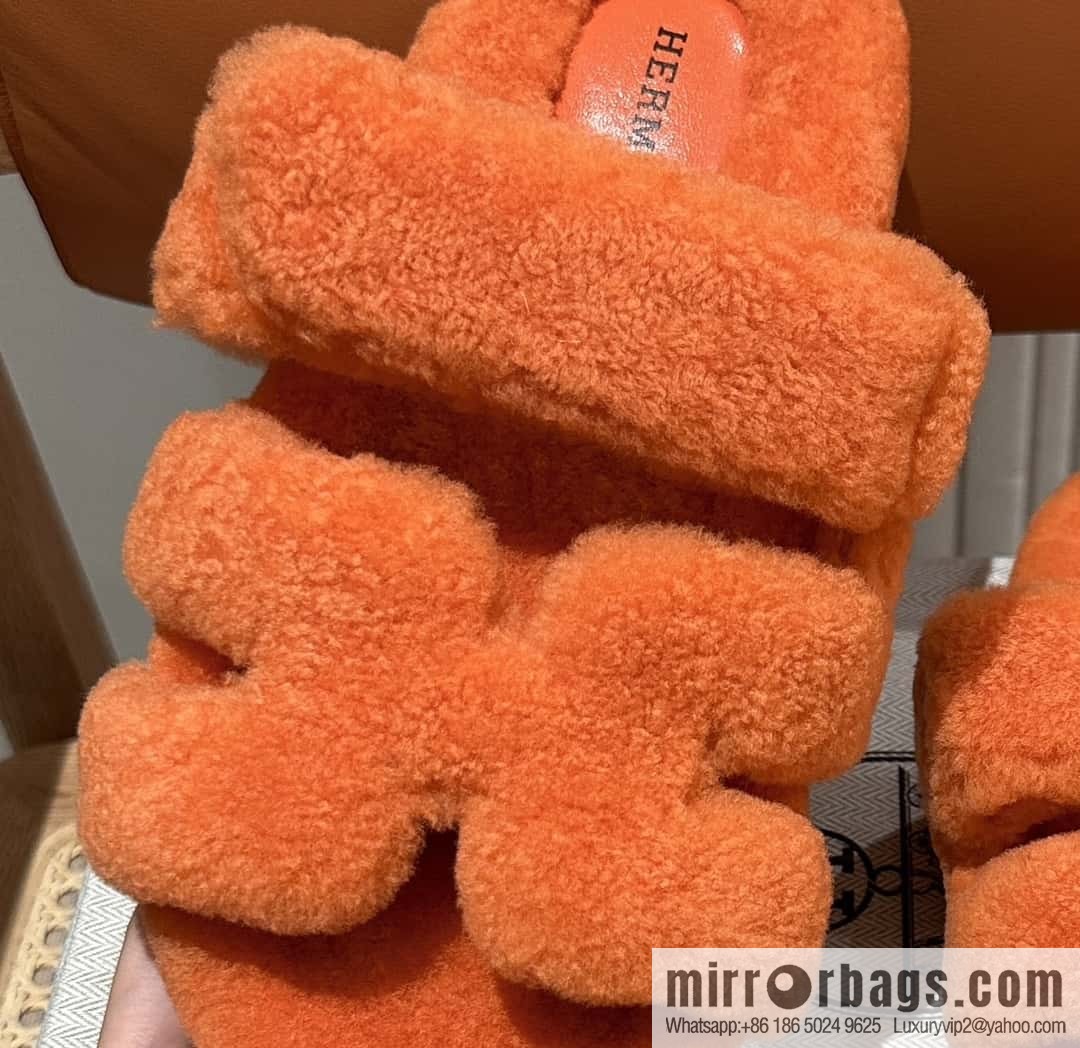Hermès plush shoes Chypre sandals, orange