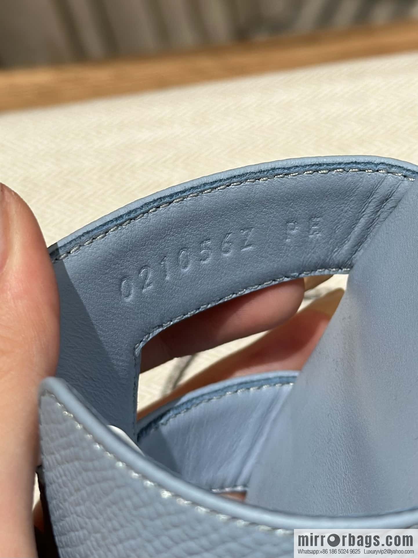 Hermès leather outsole H slippers, haze blue