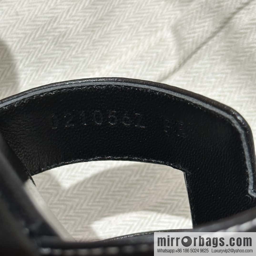 Hermès leather outsole H slippers, black