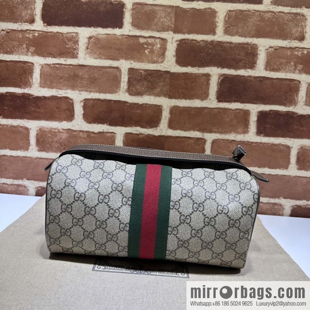 GUCCI ribbon toilet bag 759689 coffee PVC