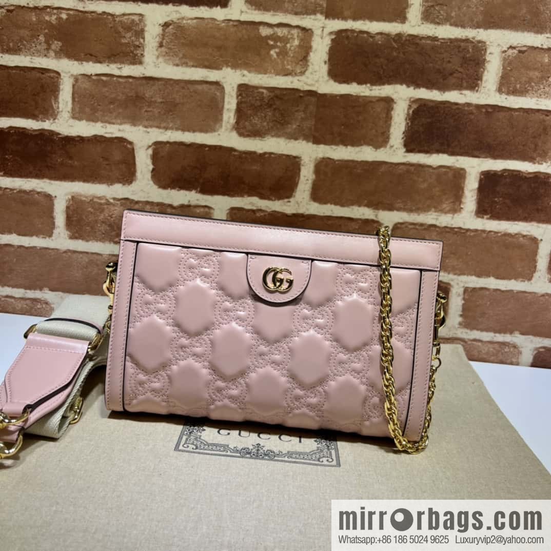 GUCCI GG Matelassé leather (fabric) small handbag 702200 pink embroidered G