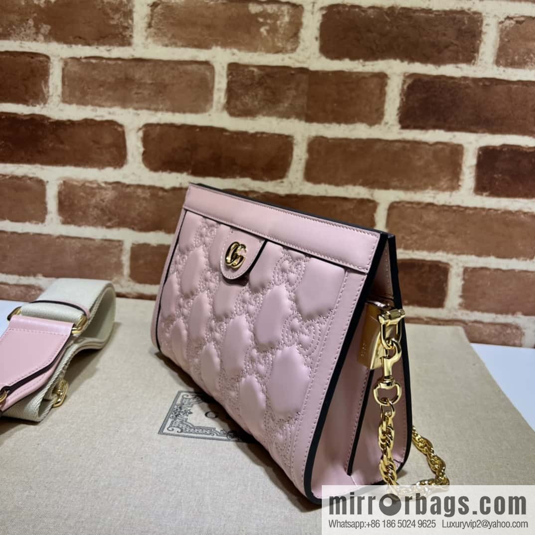 GUCCI GG Matelassé leather (fabric) small handbag 702200 pink embroidered G