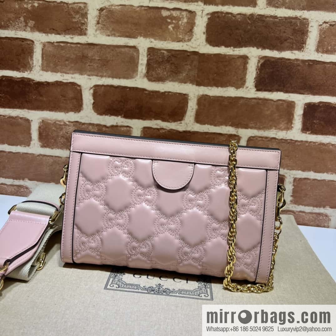 GUCCI GG Matelassé leather (fabric) small handbag 702200 pink embroidered G