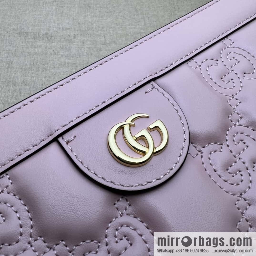 GUCCI GG Matelassé leather (fabric) small handbag 702200 pink embroidered G