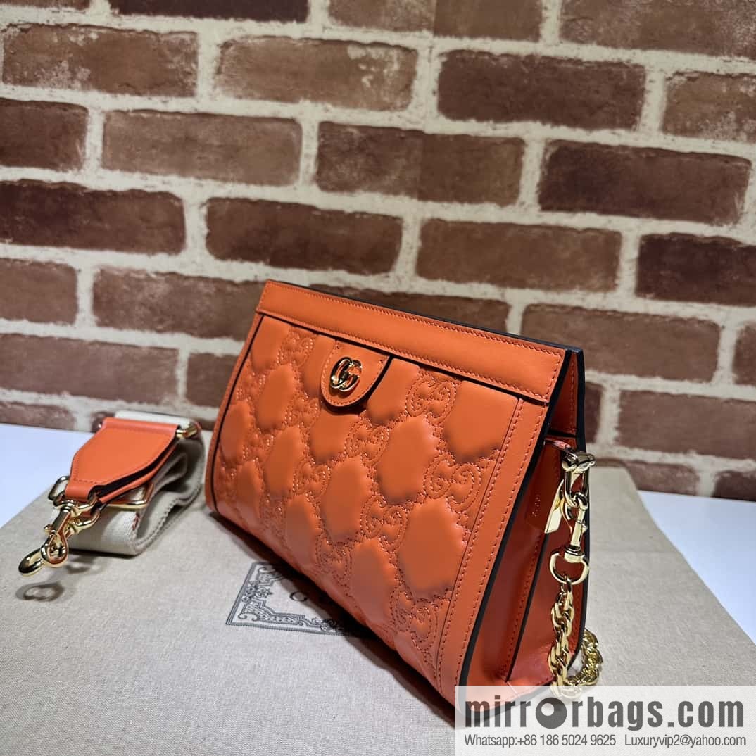 GUCCI GG Matelassé leather (fabric) small handbag 702200 orange embroidered G