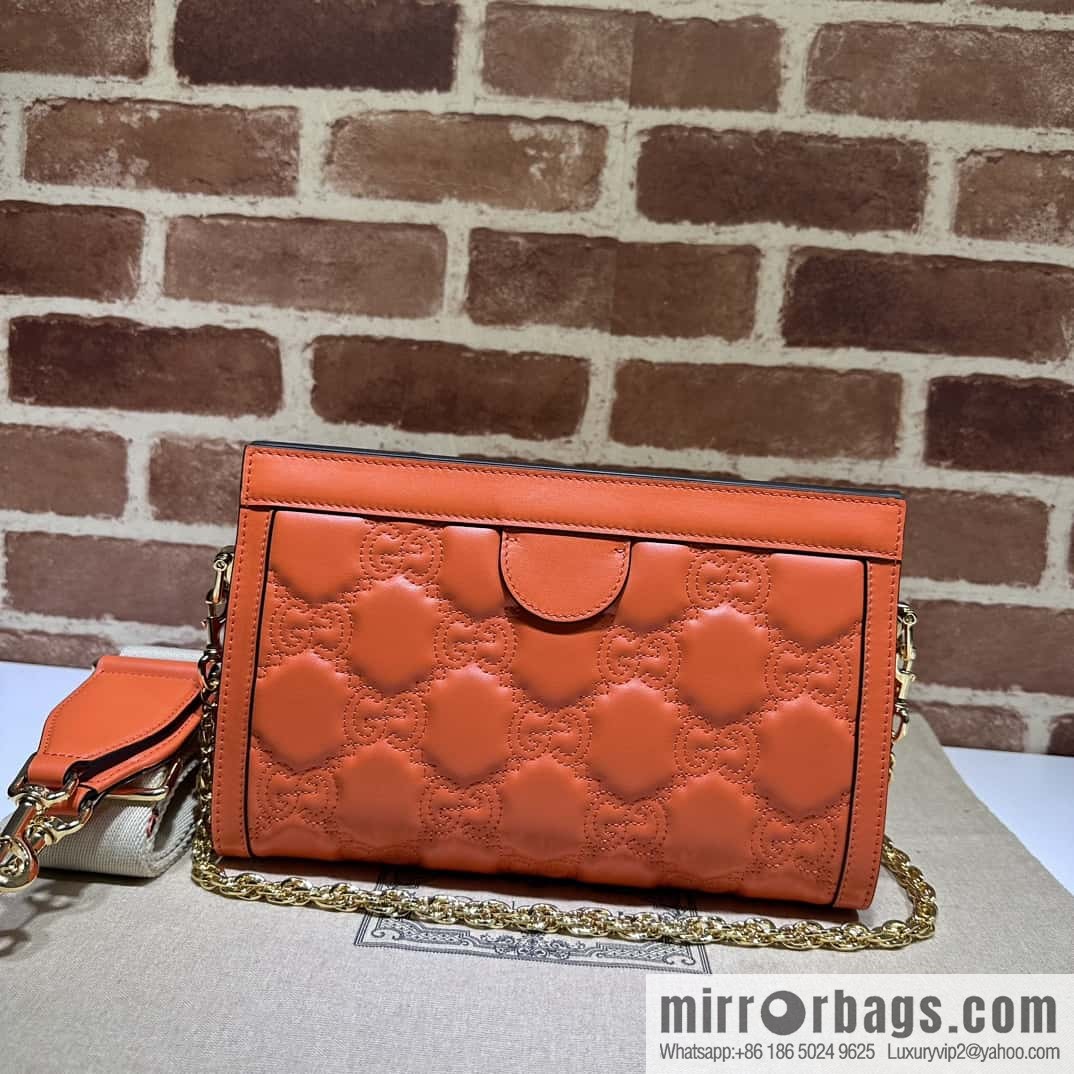 GUCCI GG Matelassé leather (fabric) small handbag 702200 orange embroidered G