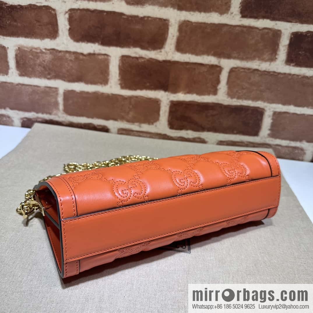 GUCCI GG Matelassé leather (fabric) small handbag 702200 orange embroidered G