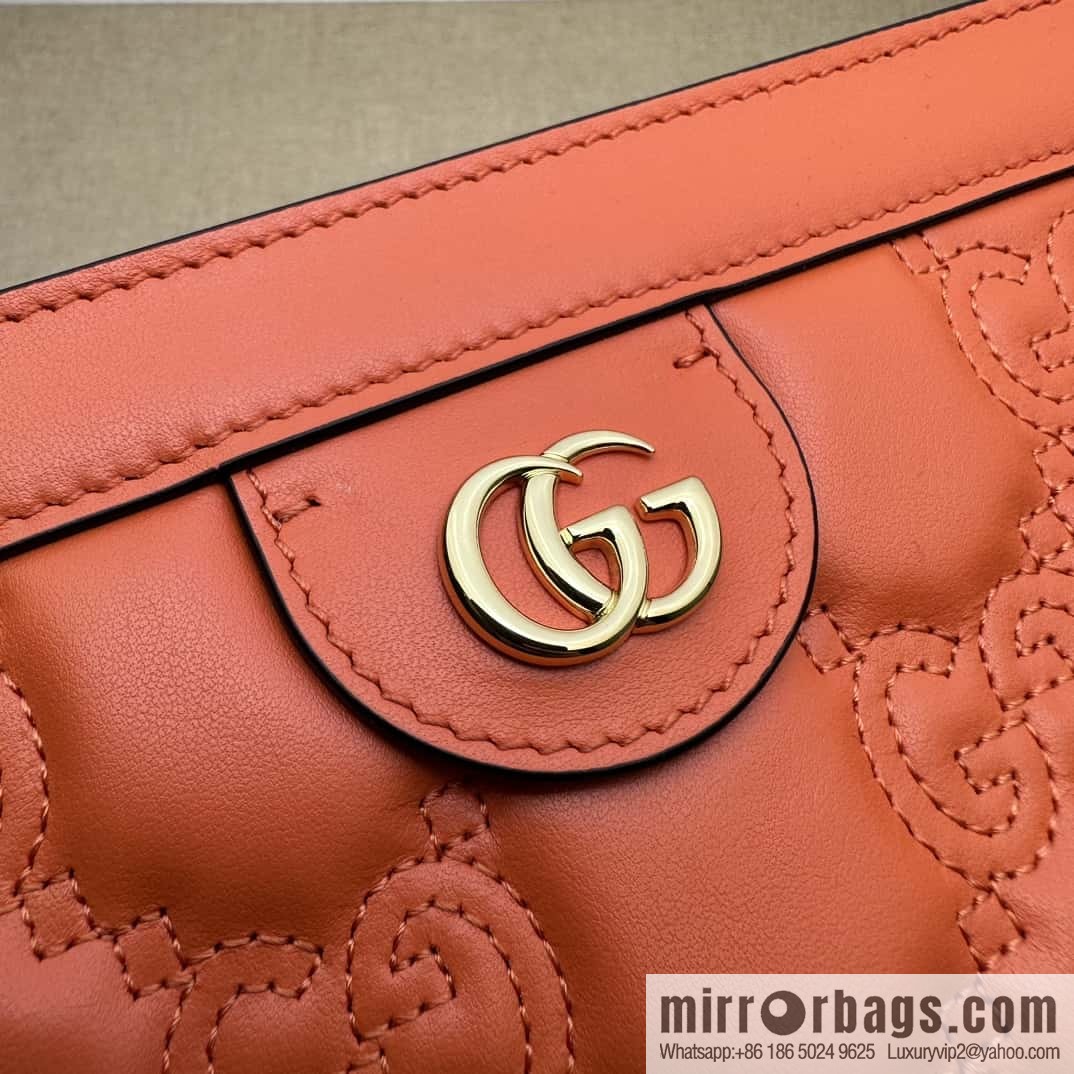 GUCCI GG Matelassé leather (fabric) small handbag 702200 orange embroidered G