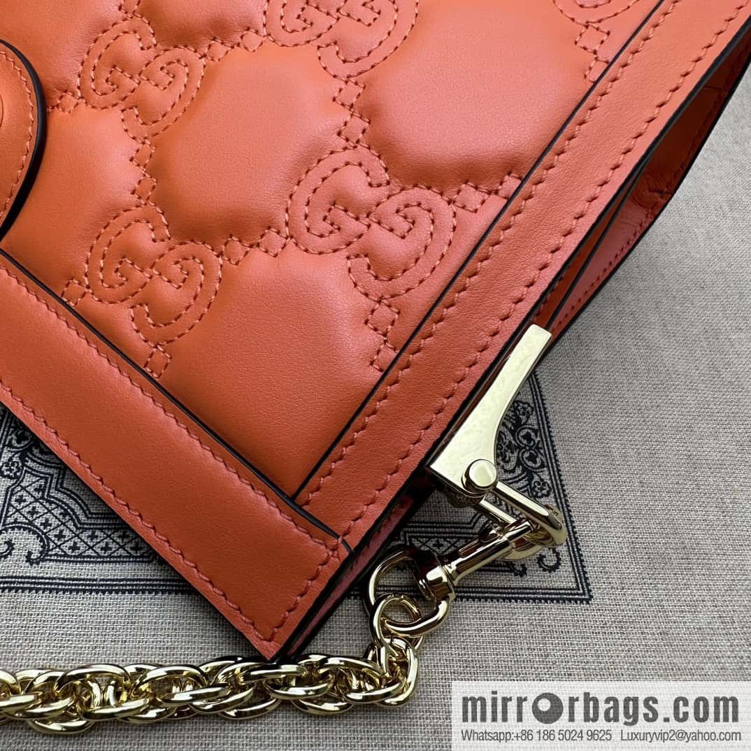GUCCI GG Matelassé leather (fabric) small handbag 702200 orange embroidered G