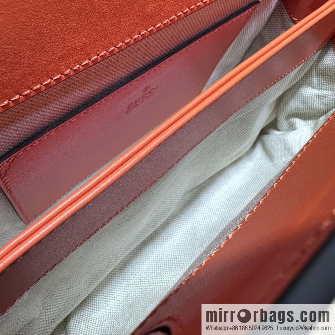 GUCCI GG Matelassé leather (fabric) small handbag 702200 orange embroidered G