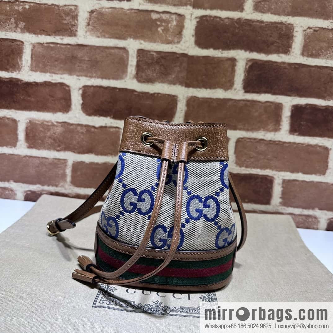 GUCCI Ophidia series GG mini bucket bag 550620 large G blue cloth
