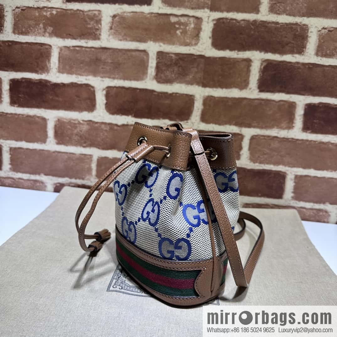 GUCCI Ophidia series GG mini bucket bag 550620 large G blue cloth