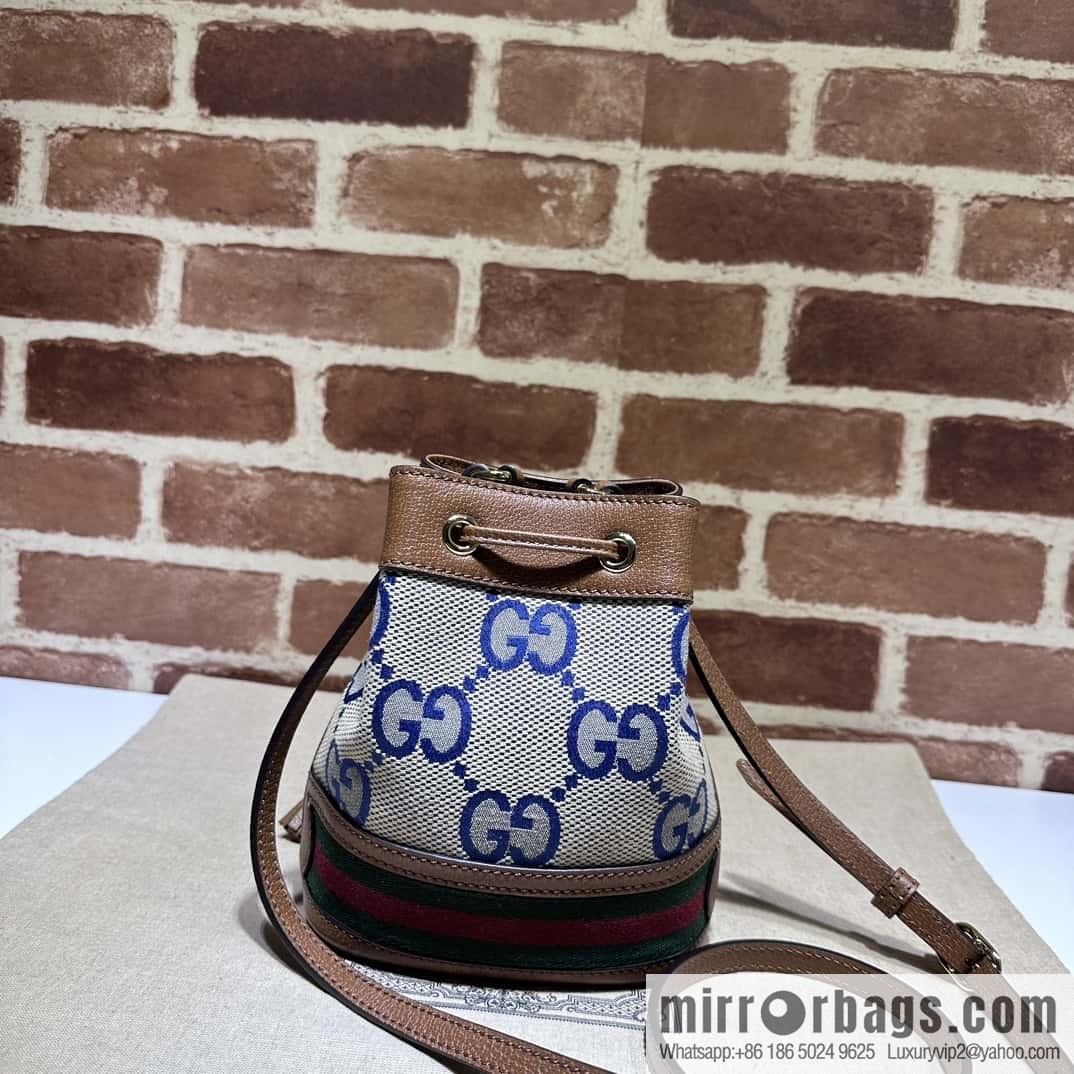 GUCCI Ophidia series GG mini bucket bag 550620 large G blue cloth