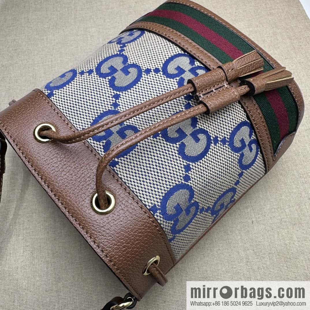 GUCCI Ophidia series GG mini bucket bag 550620 large G blue cloth