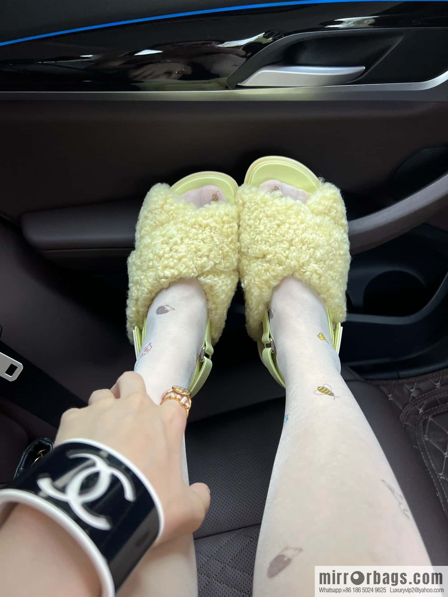 Marni autumn and winter cross-style fur integrated fluff slippers