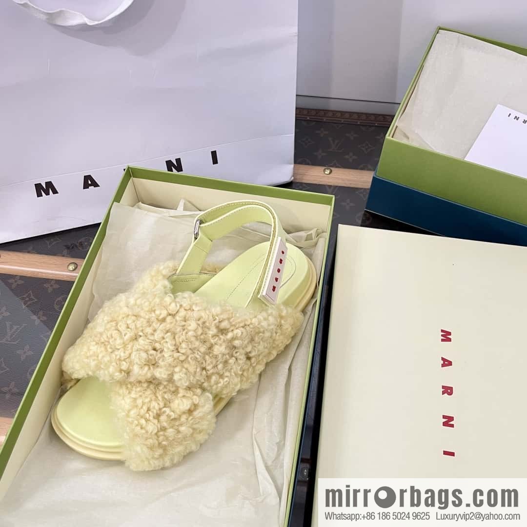 Marni autumn and winter cross-style fur integrated fluff slippers