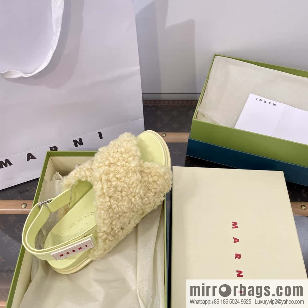 Marni autumn and winter cross-style fur integrated fluff slippers