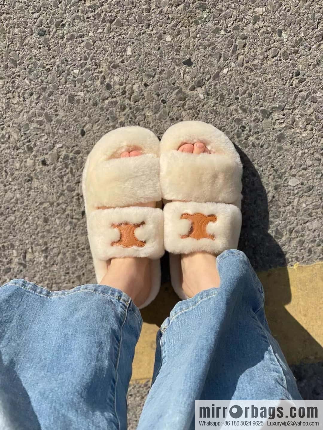 CELINE Autumn and winter Arc de Triomphe Mao Mao slippers