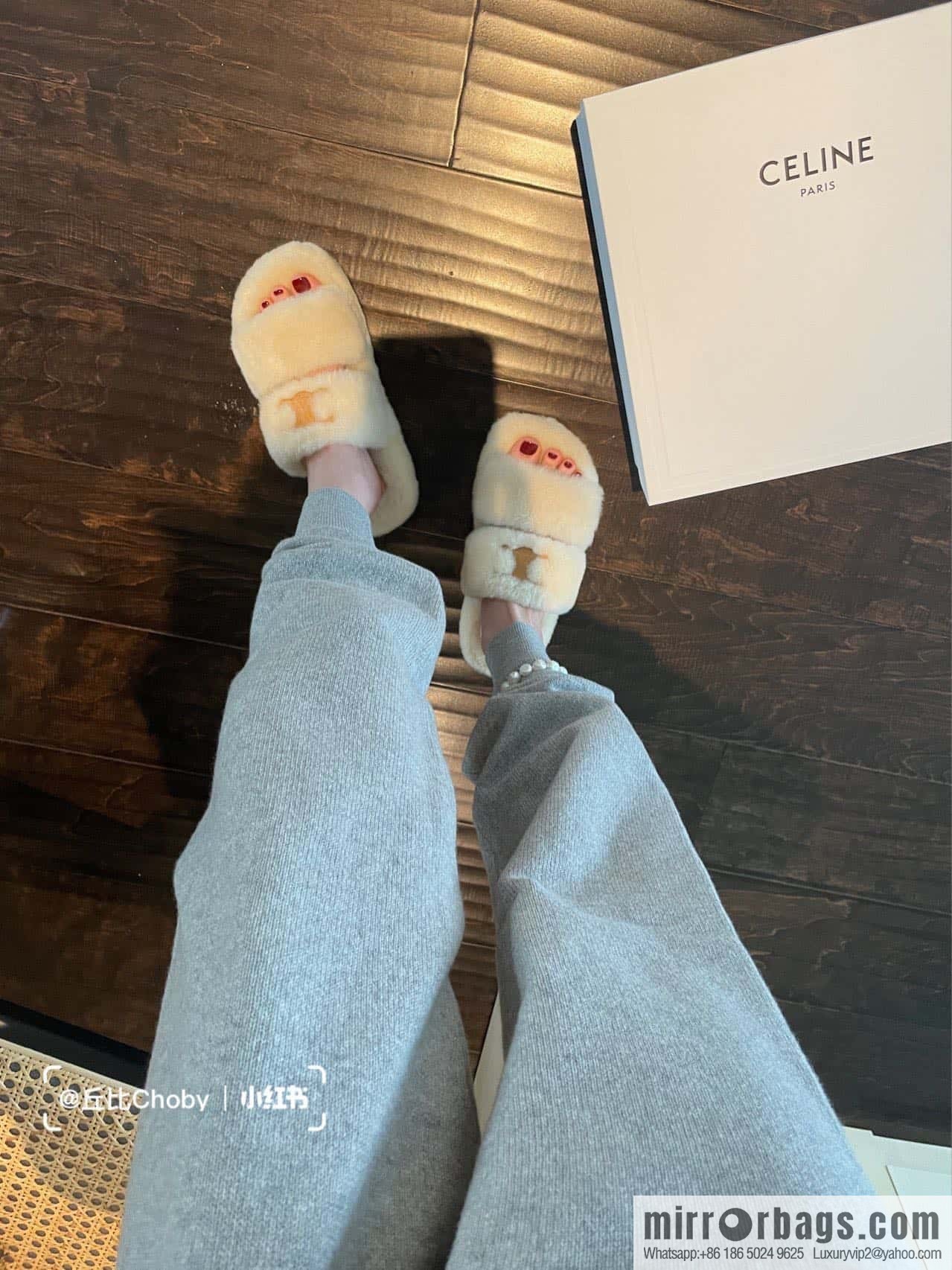 CELINE Autumn and winter Arc de Triomphe Mao Mao slippers