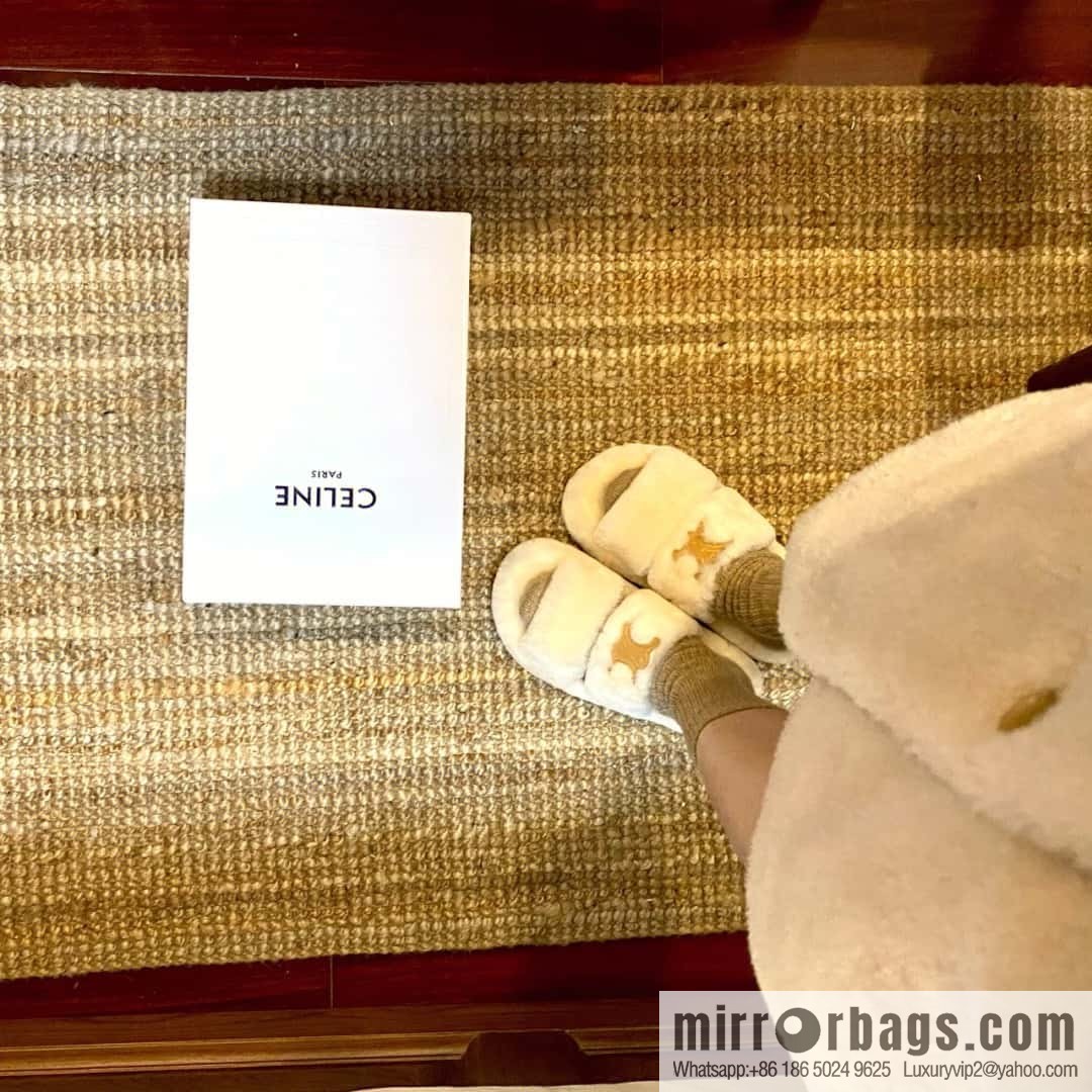 CELINE Autumn and winter Arc de Triomphe Mao Mao slippers