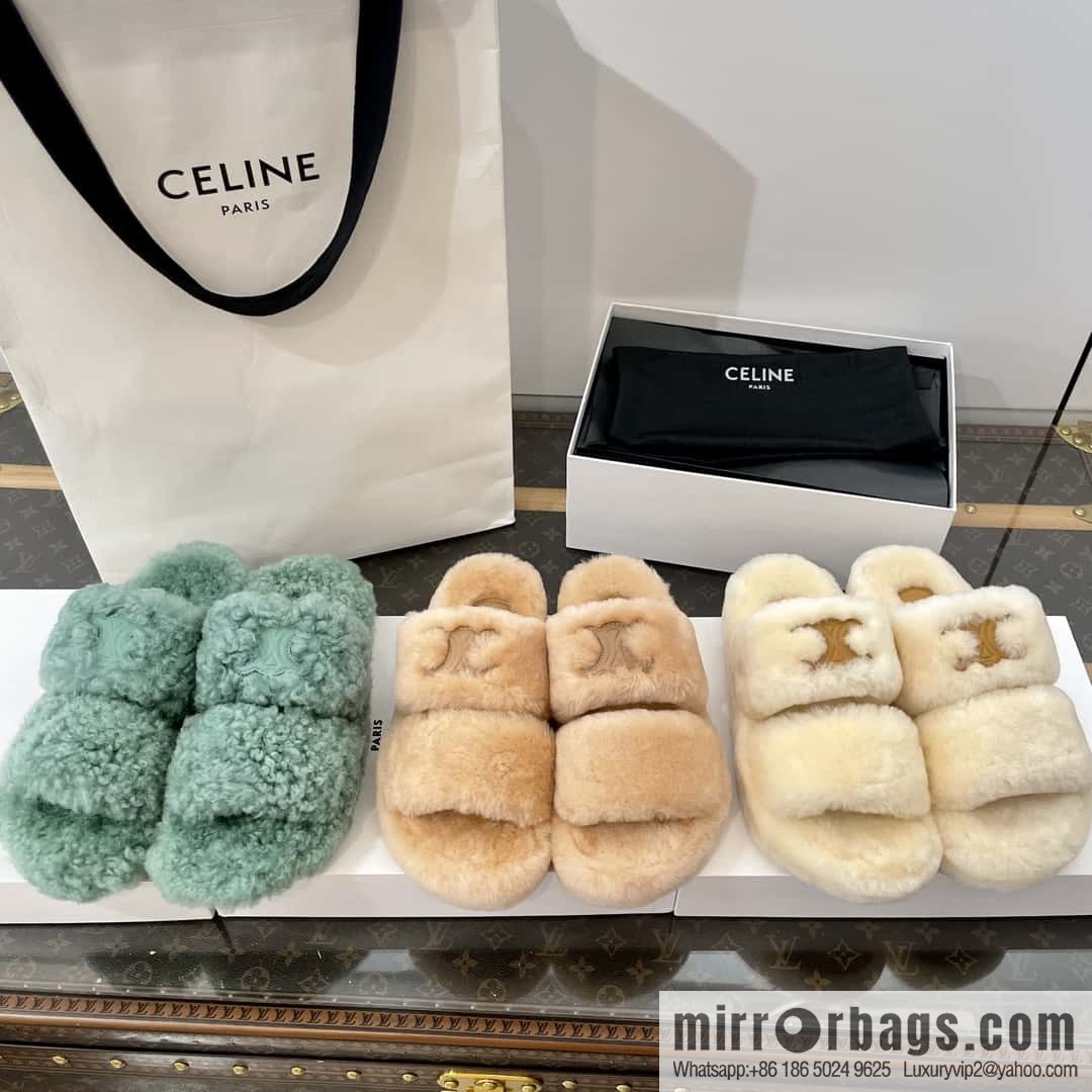 CELINE Autumn and winter Arc de Triomphe Mao Mao slippers