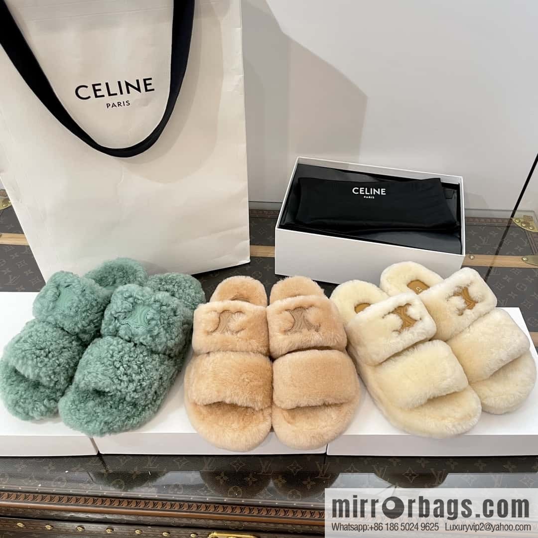 CELINE Autumn and winter Arc de Triomphe Mao Mao slippers