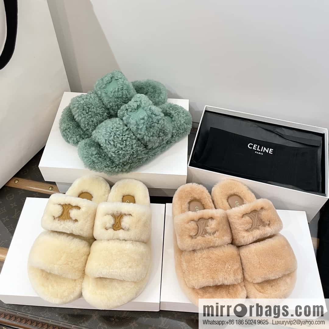 CELINE Autumn and winter Arc de Triomphe Mao Mao slippers