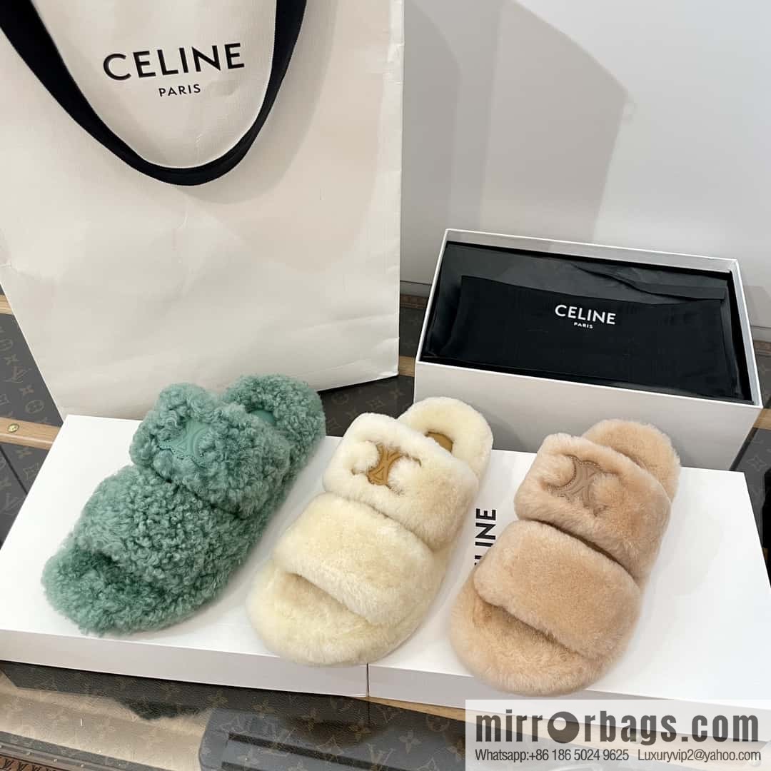 CELINE Autumn and winter Arc de Triomphe Mao Mao slippers