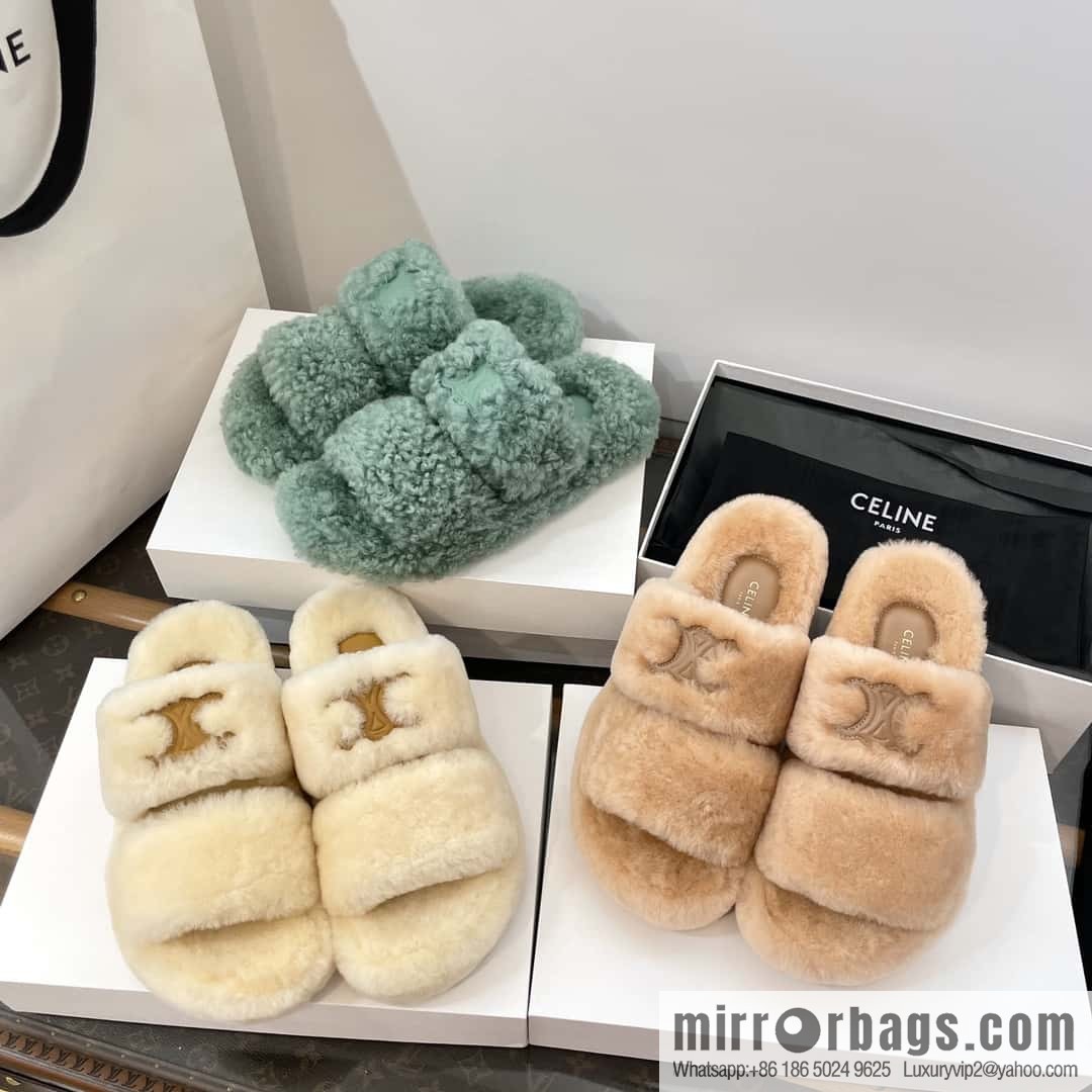 CELINE Autumn and winter Arc de Triomphe Mao Mao slippers