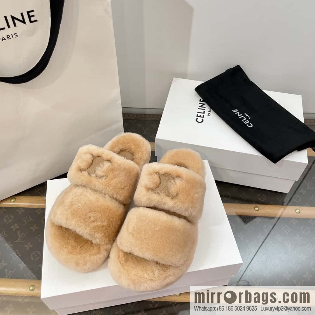 CELINE Autumn and winter Arc de Triomphe Mao Mao slippers