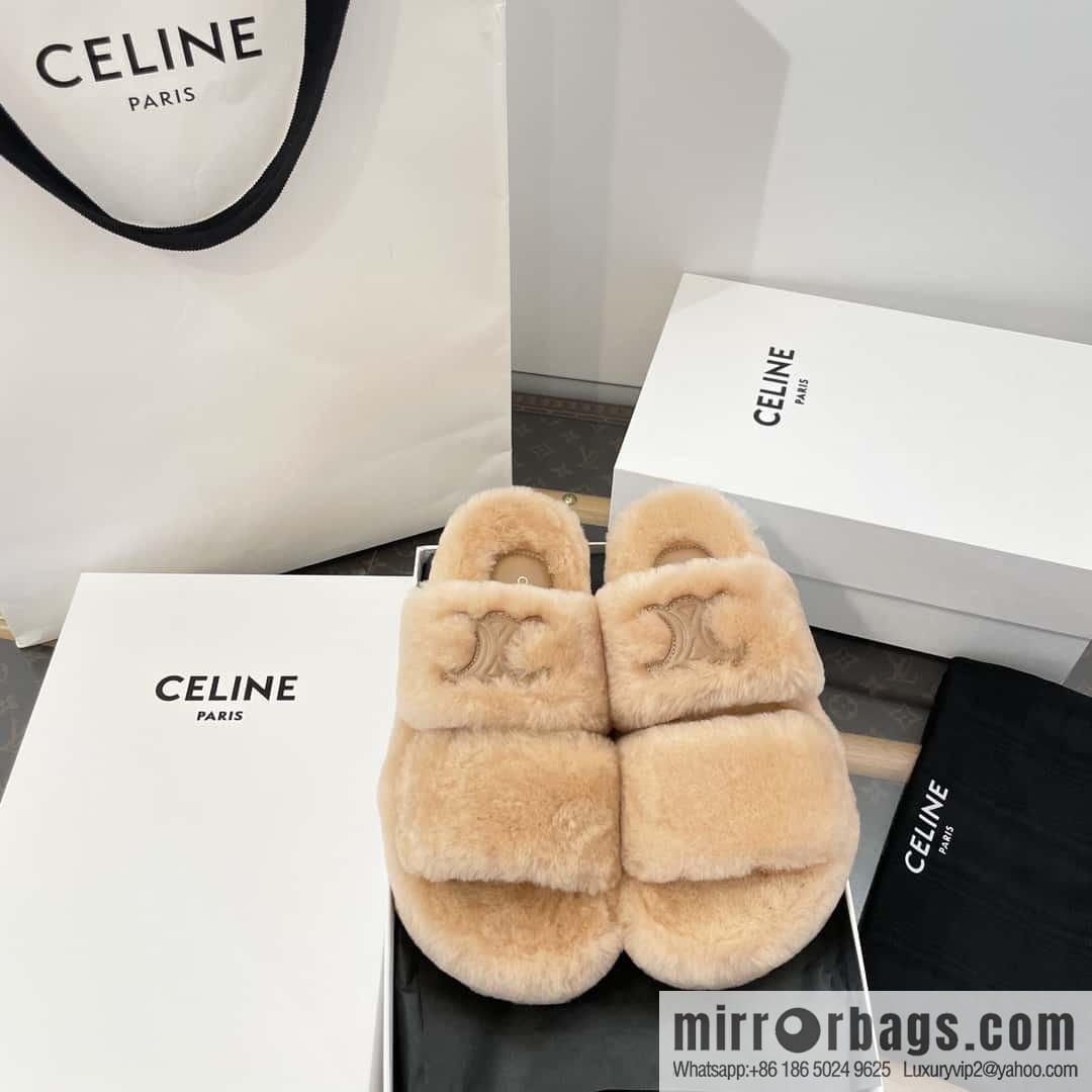 CELINE Autumn and winter Arc de Triomphe Mao Mao slippers
