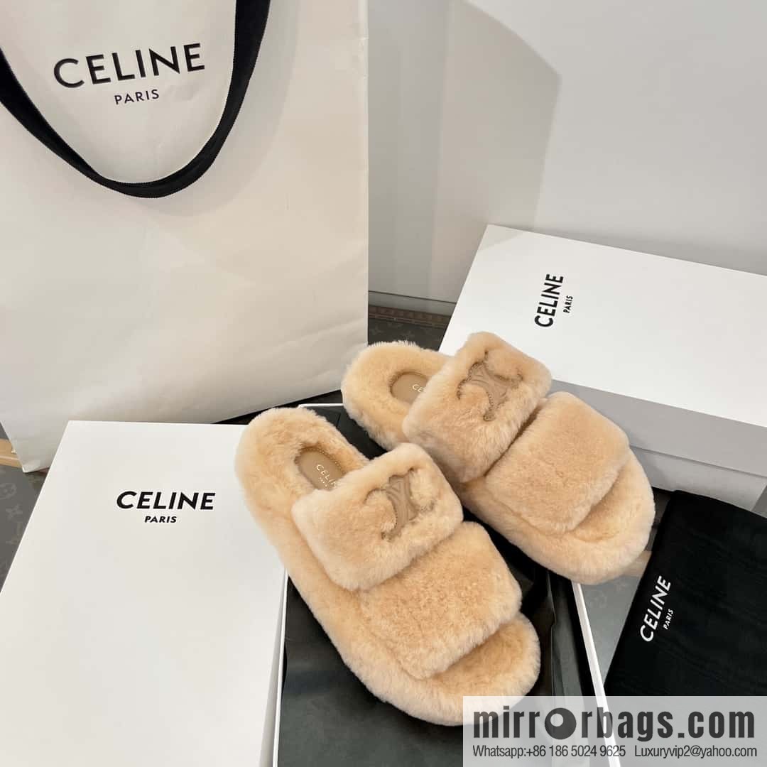 CELINE Autumn and winter Arc de Triomphe Mao Mao slippers