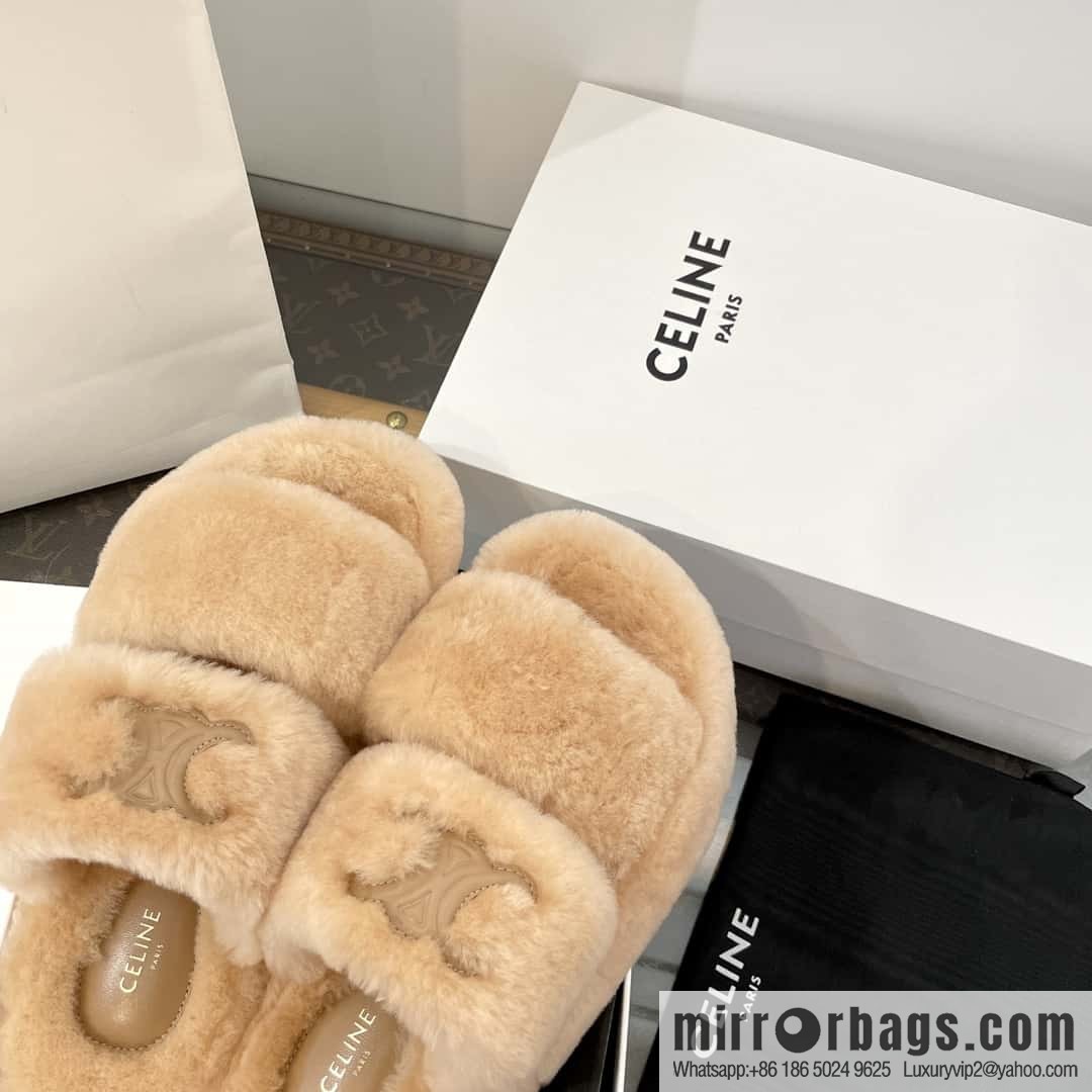 CELINE Autumn and winter Arc de Triomphe Mao Mao slippers