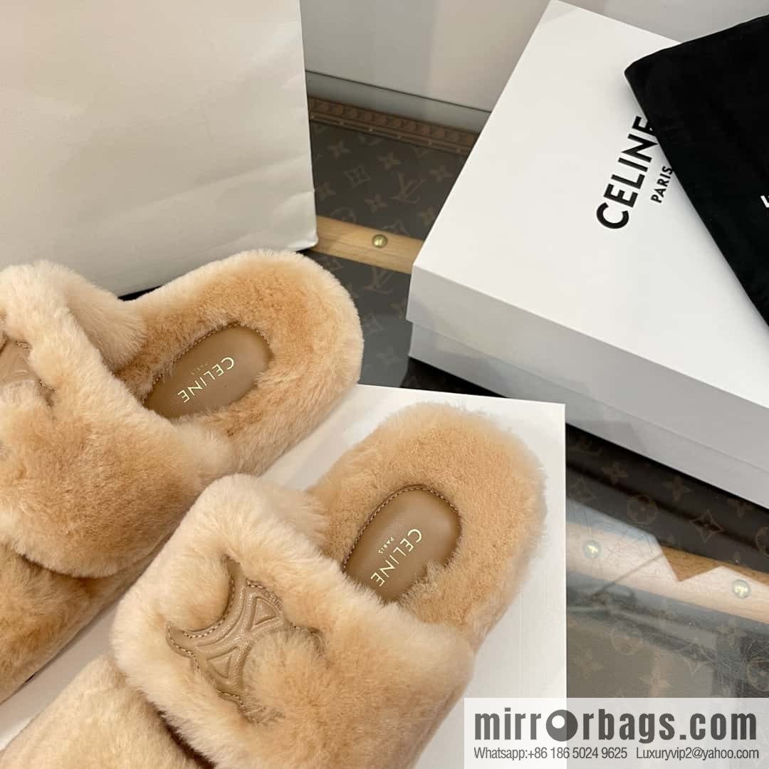 CELINE Autumn and winter Arc de Triomphe Mao Mao slippers