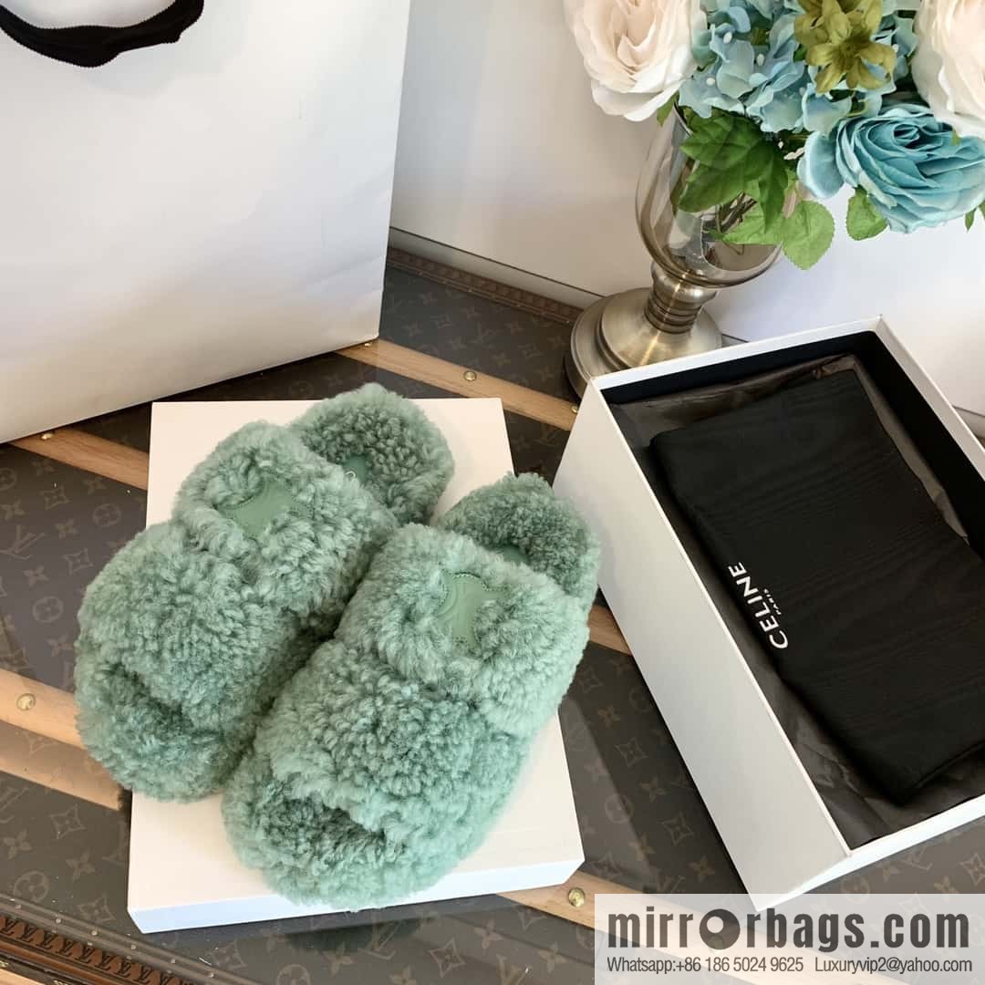 CELINE Autumn and winter Arc de Triomphe Mao Mao slippers